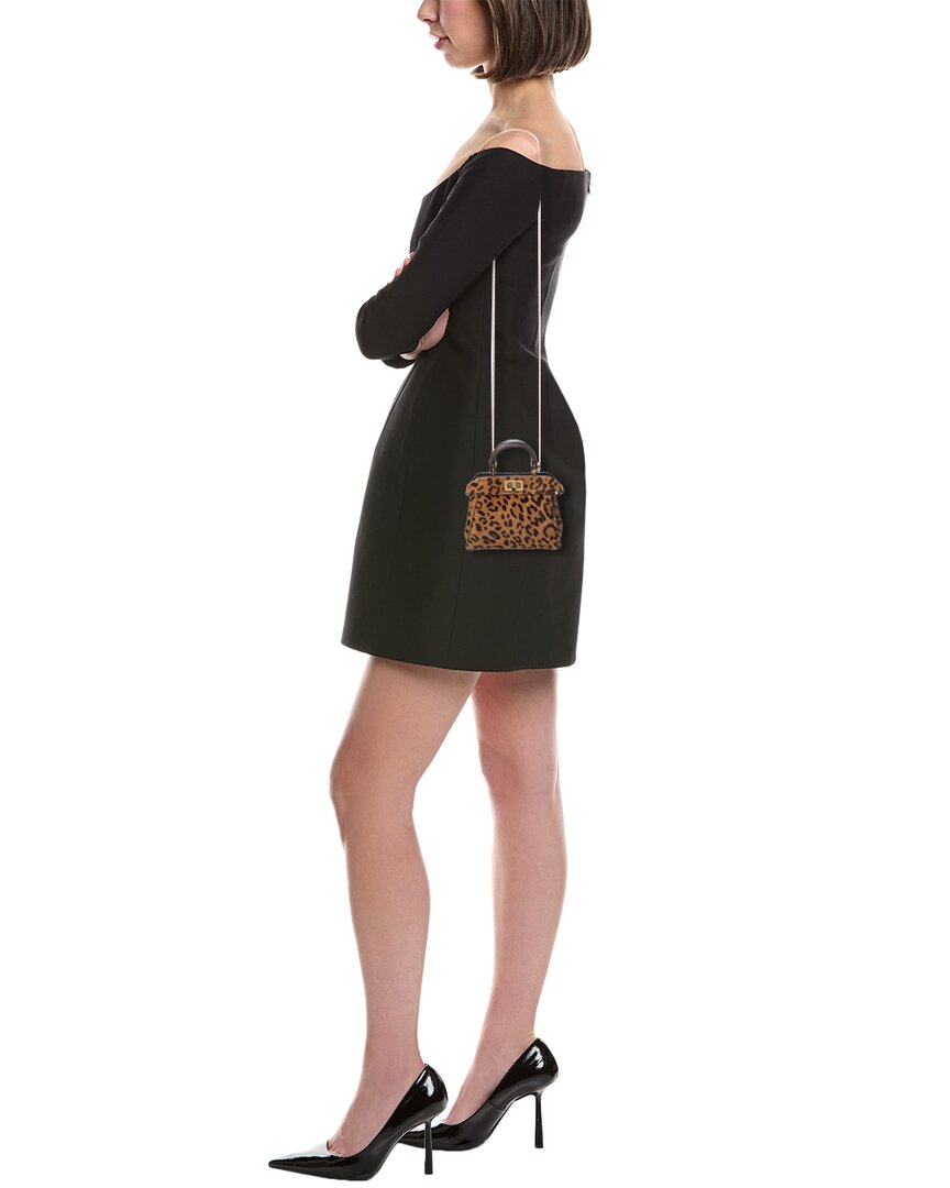 Fendi Nano Peekaboo Haircalf & Leather Clutch Rovelle Bags