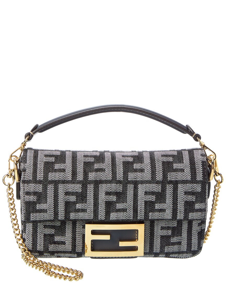 Fendi Baguette Mini Ff Denim & Leather Shoulder Bag Rovelle Bags