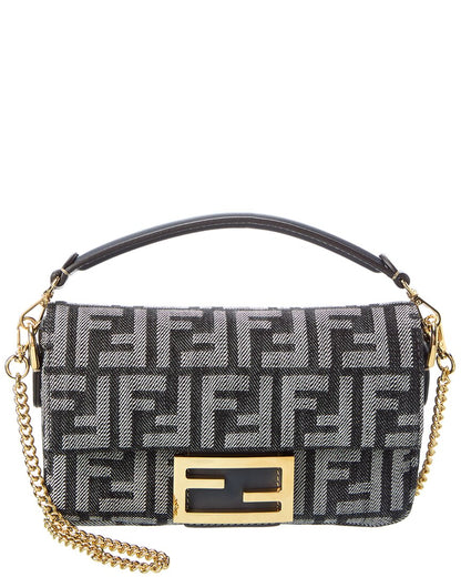 Fendi Baguette Mini Ff Denim & Leather Shoulder Bag Rovelle Bags