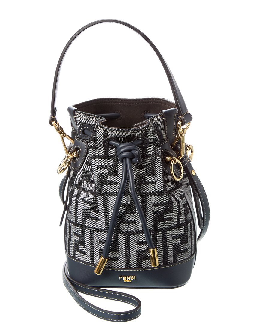 Fendi Mon Tresor Mini Ff Denim & Leather Bucket Bag Rovelle Bags