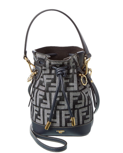 Fendi Mon Tresor Mini Ff Denim & Leather Bucket Bag Rovelle Bags