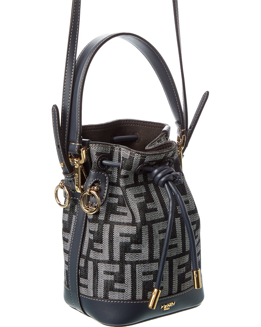 Fendi Mon Tresor Mini Ff Denim & Leather Bucket Bag Rovelle Bags