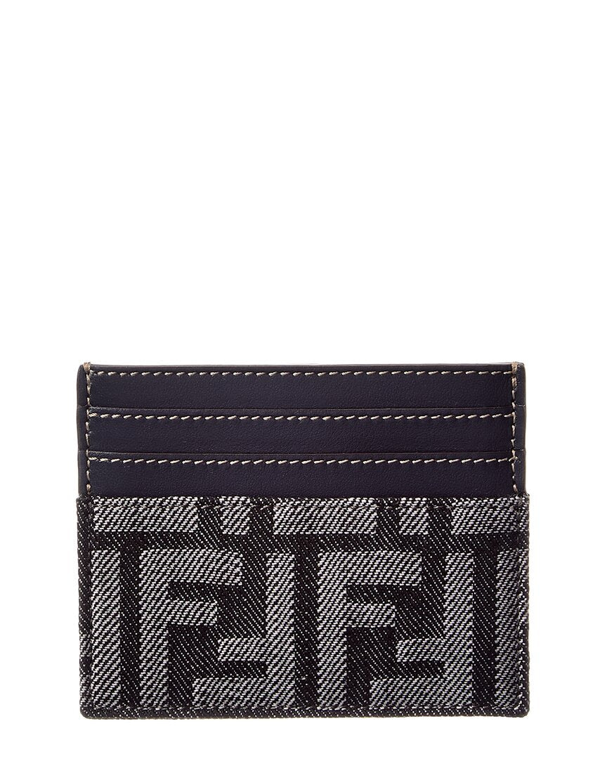 Fendi Baguette Ff Denim & Leather Card Holder Rovelle Bags