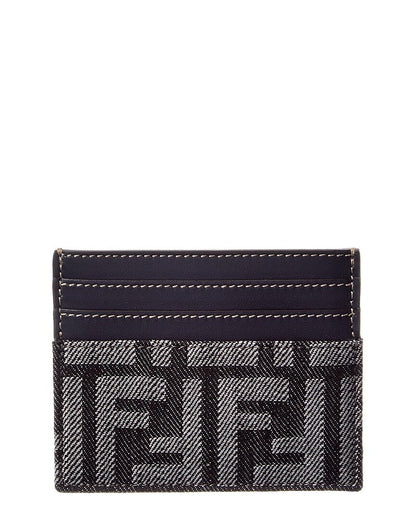 Fendi Baguette Ff Denim & Leather Card Holder Rovelle Bags