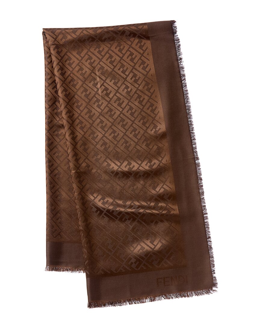 Fendi Ff Motif Wool & Silk-Blend Scarf Rovelle Bags