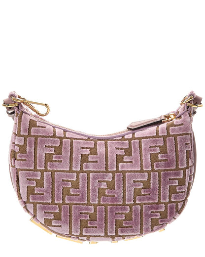 Fendi Fendigraphy Mini Ff Jacquard Velvet & Leather Hobo Bag Rovelle Bags