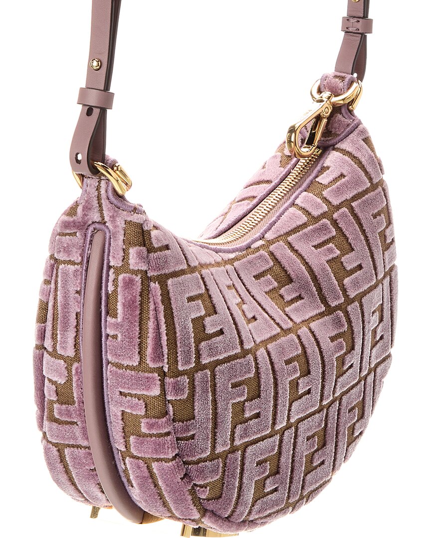 Fendi Fendigraphy Mini Ff Jacquard Velvet & Leather Hobo Bag Rovelle Bags