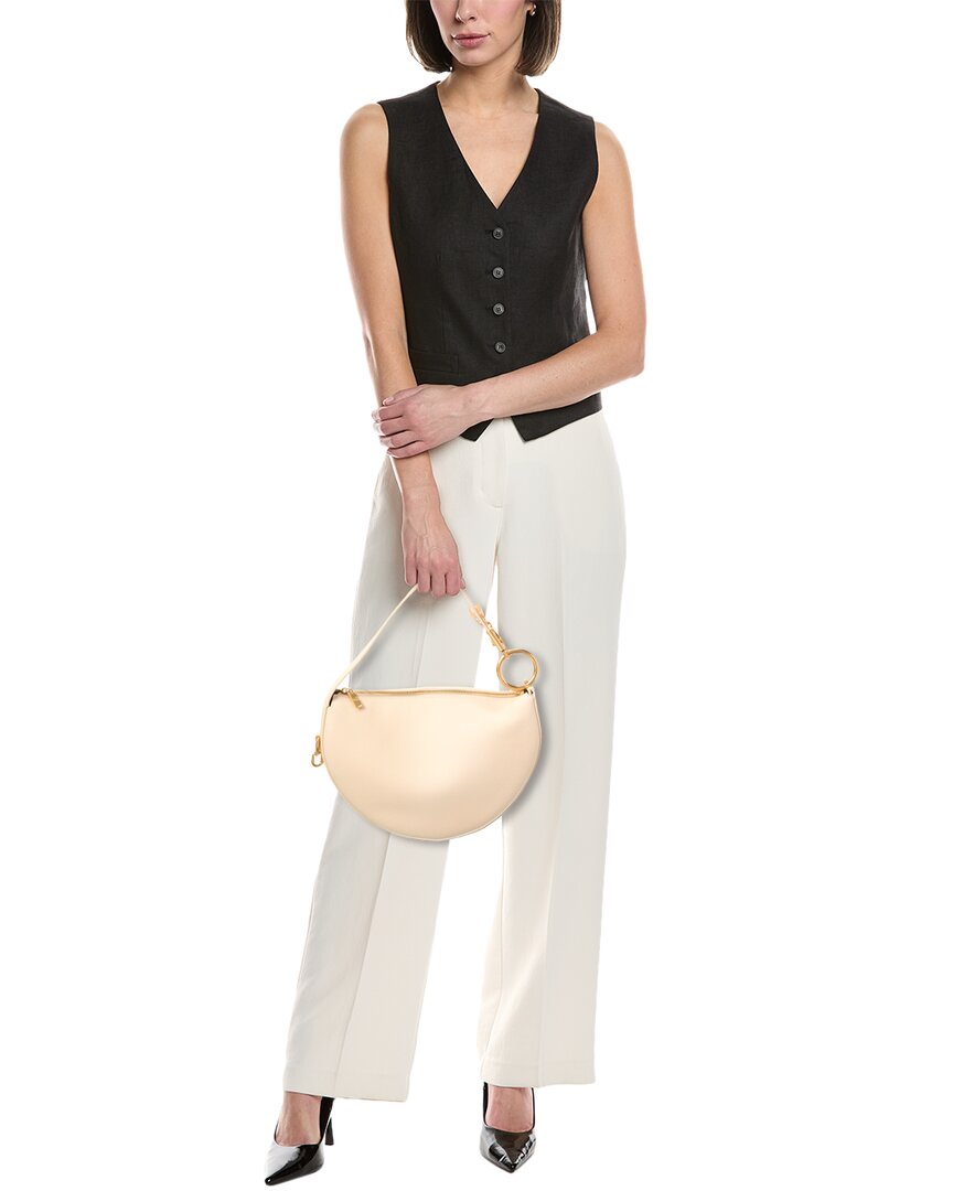 Burberry Knight Arc Leather White Hobo Bag