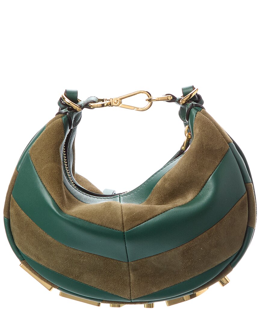 Fendi Fendigraphy Mini Leather & Suede Hobo Bag Rovelle Bags