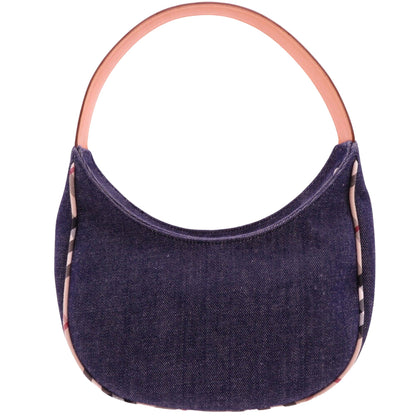 Burberry Nova Brand Check Blue Shoulder Bag