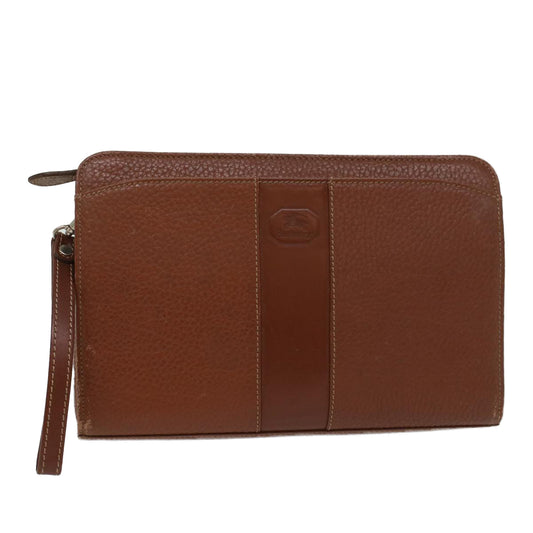 Burberry Brand Leather Brown Clutch Bag Style 5