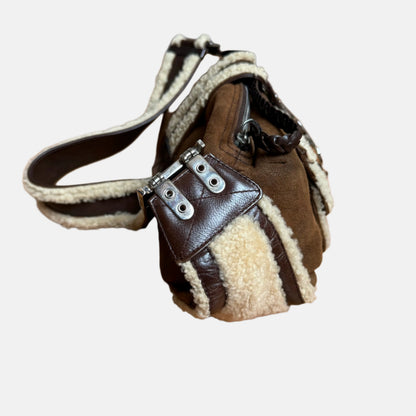 Dior Flight Medium Shoulder Bag Tan Brown Shearling Rovelle Bags