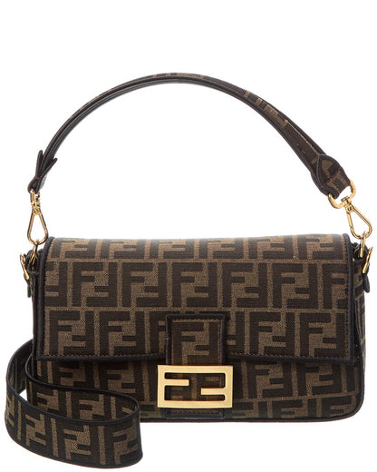 Fendi Baguette Ff Jacquard & Leather Shoulder Bag Rovelle Bags