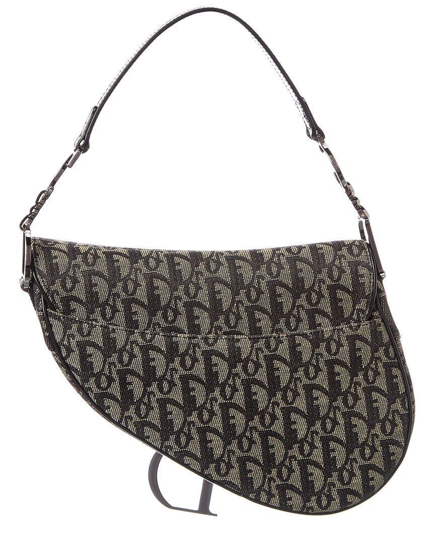 Dior Black Canvas Oblique Saddle Bag Rovelle Bags