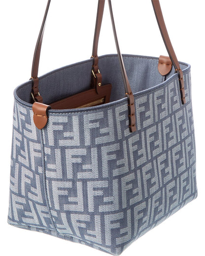 Fendi Roll Small Ff Denim & Leather Tote Rovelle Bags