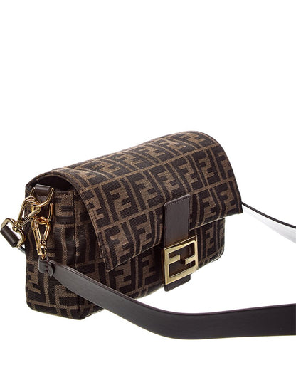 Fendi Baguette Ff Jacquard & Leather Shoulder Bag Rovelle Bags
