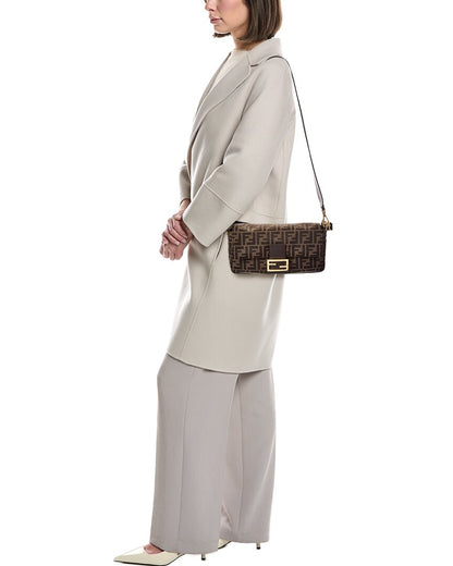 Fendi Baguette Ff Jacquard & Leather Shoulder Bag Rovelle Bags