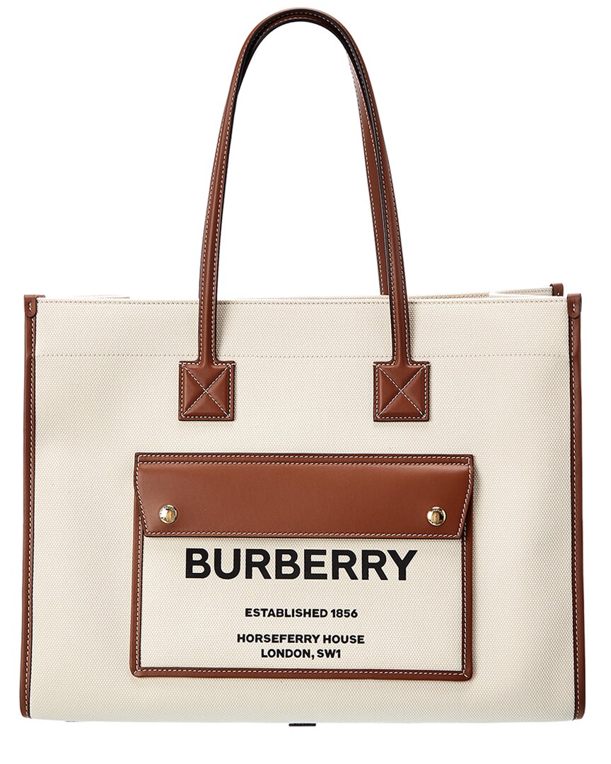 Burberry Medium SIZE Leather Beige Tote Bag