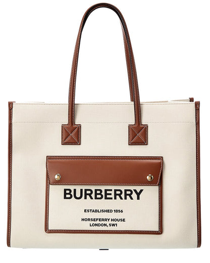 Burberry Medium SIZE Leather Beige Tote Bag