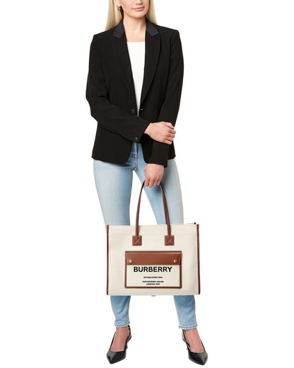 Burberry Medium SIZE Leather Beige Tote Bag