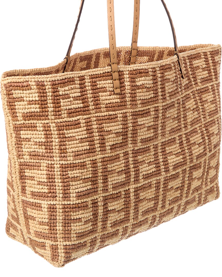 Fendi Roll Large Ff Raffia Tote Rovelle Bags