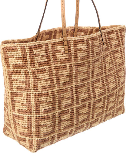 Fendi Roll Large Ff Raffia Tote Rovelle Bags