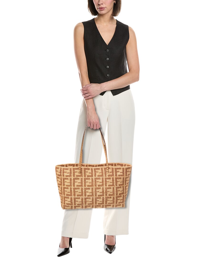 Fendi Roll Large Ff Raffia Tote Rovelle Bags