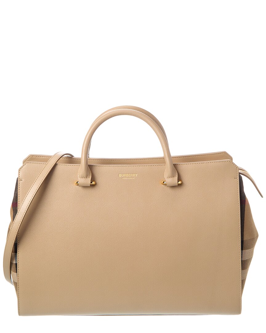 Burberry Banwell Medium Leather Beige Satchel Bag