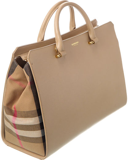 Burberry Banwell Medium Leather Beige Satchel Bag
