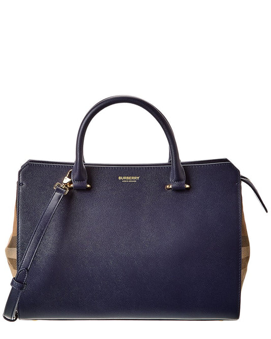 Burberry Banwell SIZE Leather Blue Satchel Bag