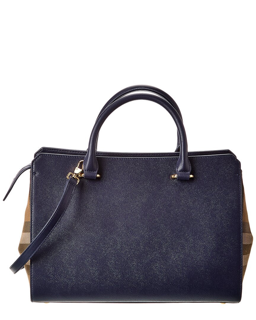 Burberry Banwell SIZE Leather Blue Satchel Bag