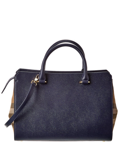 Burberry Banwell SIZE Leather Blue Satchel Bag