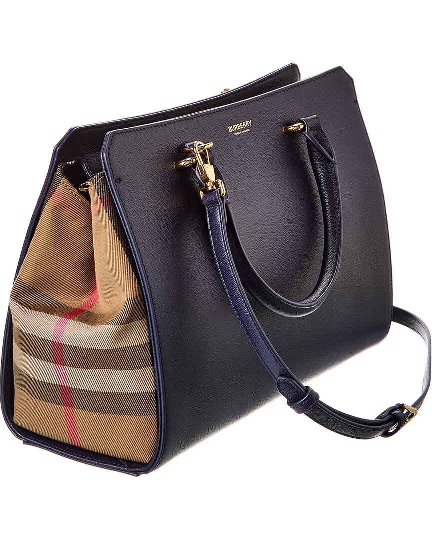 Burberry Banwell SIZE Leather Blue Satchel Bag