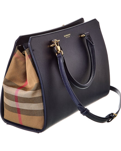 Burberry Banwell SIZE Leather Blue Satchel Bag