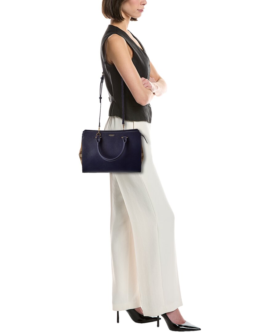 Burberry Banwell SIZE Leather Blue Satchel Bag