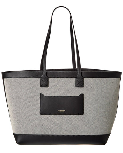 Burberry Logo SIZE Leather Black Tote Bag