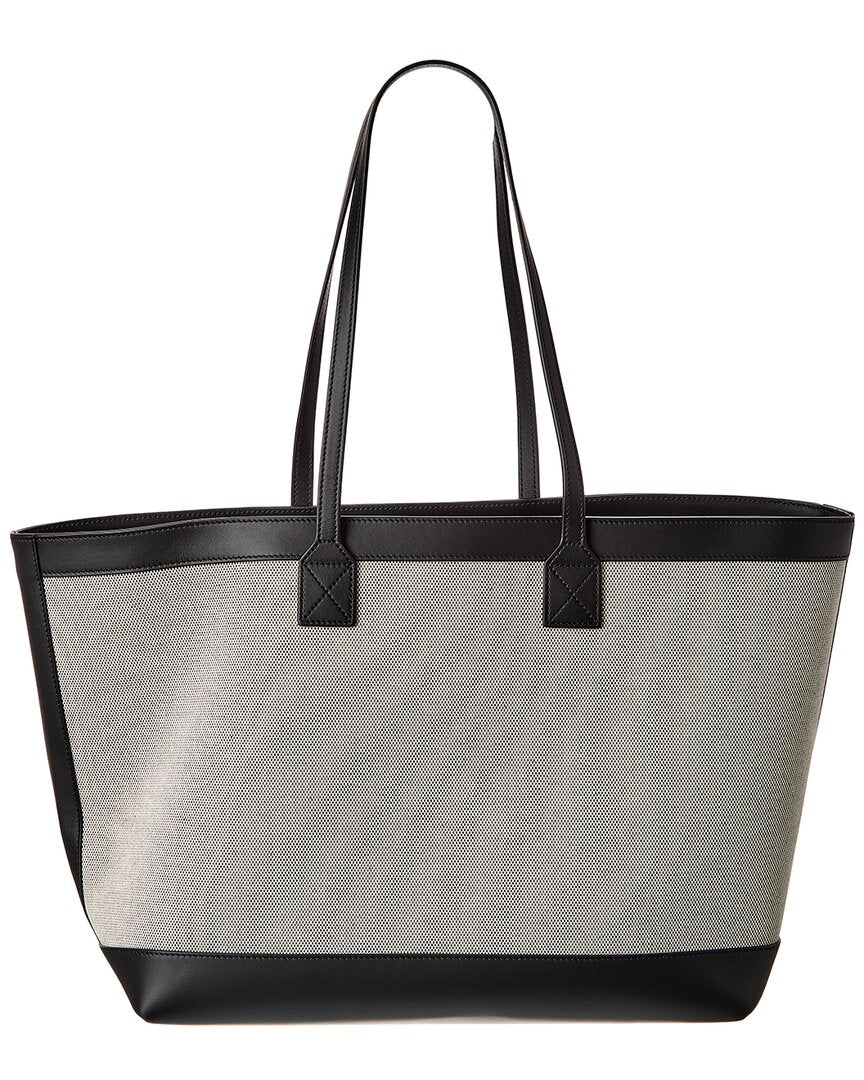 Burberry Logo SIZE Leather Black Tote Bag