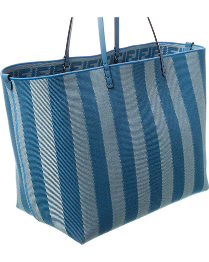 Fendi Roll Large Ff Canvas & Leather Tote Rovelle Bags