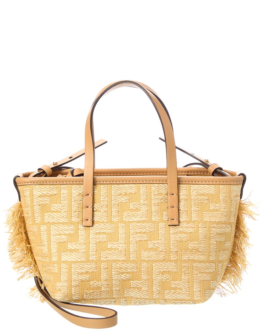 Fendi Roll Mini Ff Raffia & Leather Tote Rovelle Bags