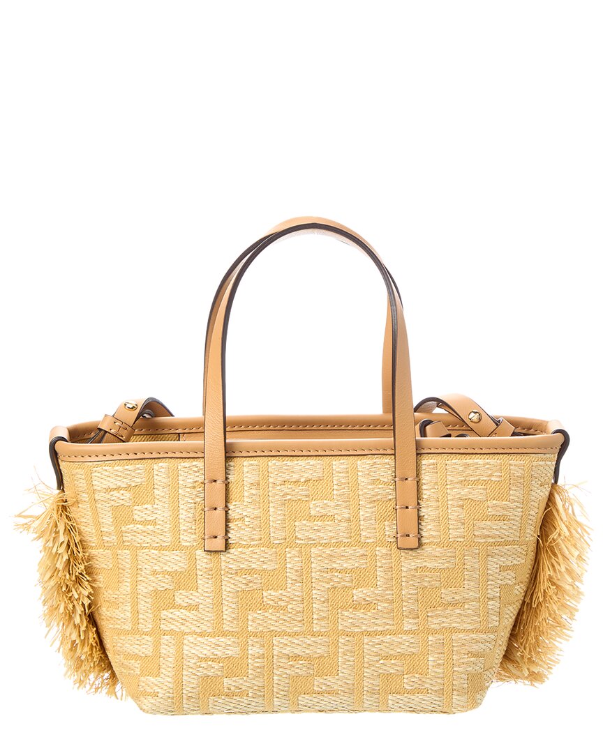 Fendi Roll Mini Ff Raffia & Leather Tote Rovelle Bags
