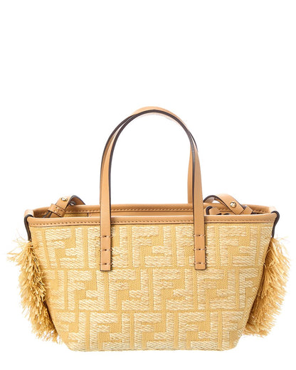 Fendi Roll Mini Ff Raffia & Leather Tote Rovelle Bags