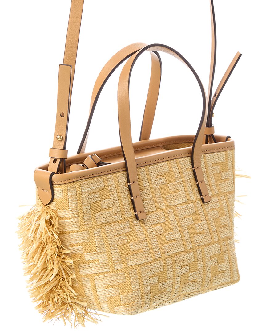 Fendi Roll Mini Ff Raffia & Leather Tote Rovelle Bags