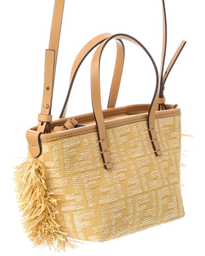 Fendi Roll Mini Ff Raffia & Leather Tote Rovelle Bags