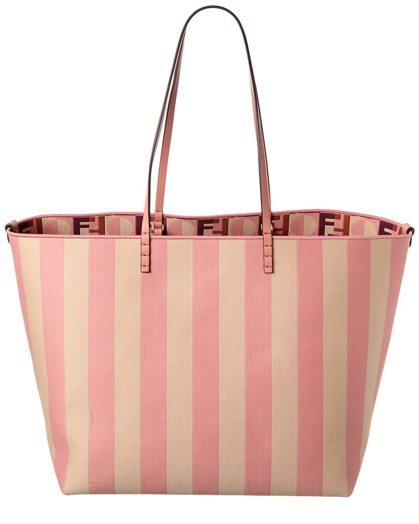 Fendi Roll Large Canvas & Leather Tote Rovelle Bags