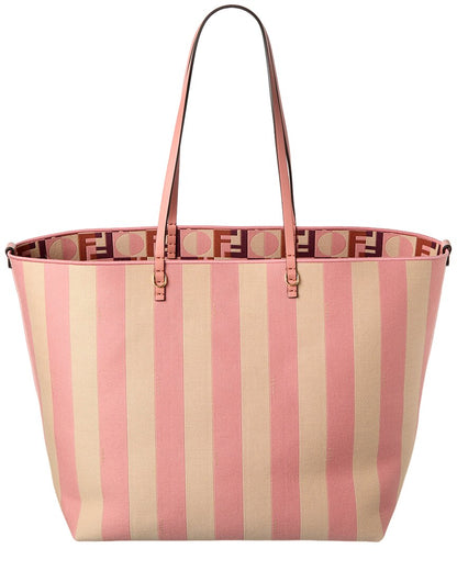 Fendi Roll Large Canvas & Leather Tote Rovelle Bags