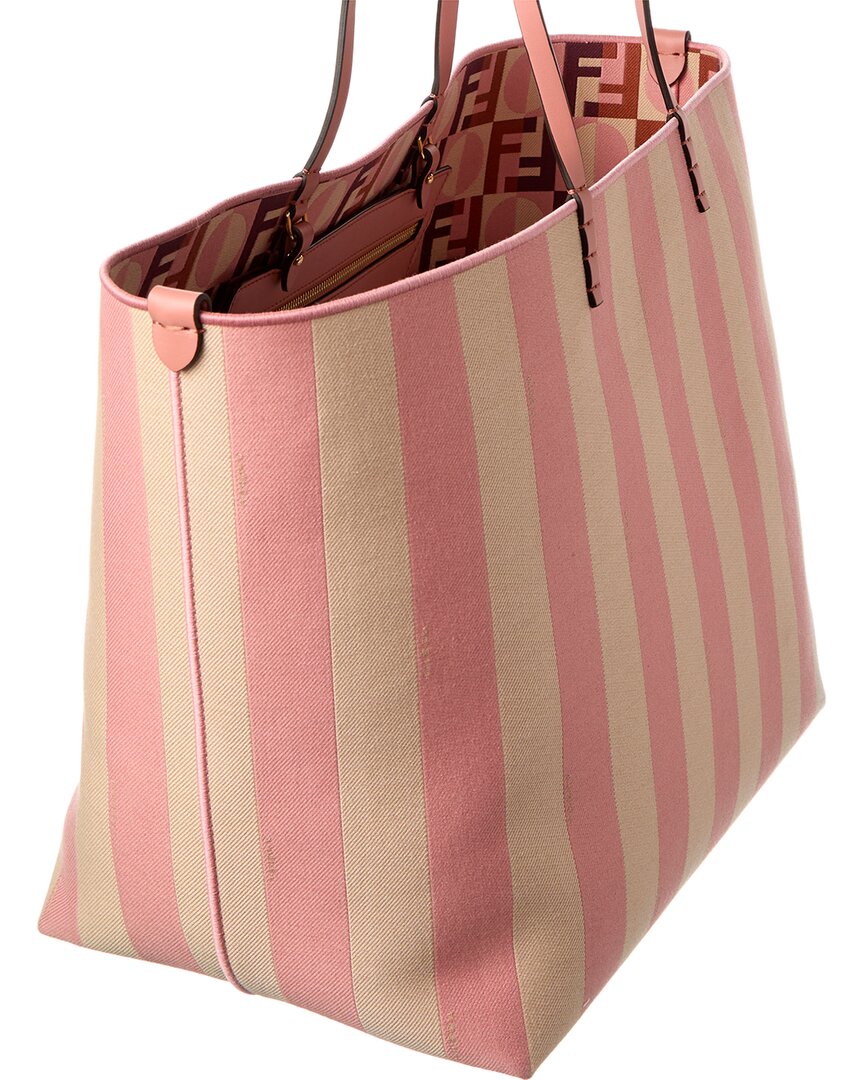 Fendi Roll Large Canvas & Leather Tote Rovelle Bags