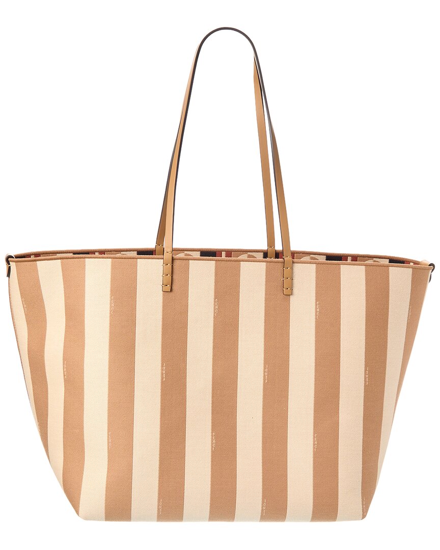 Fendi Roll Large Canvas & Leather Tote Rovelle Bags