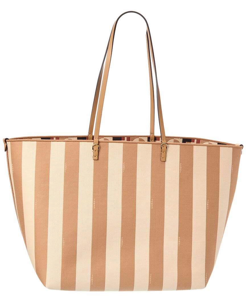 Fendi Roll Large Canvas & Leather Tote Rovelle Bags