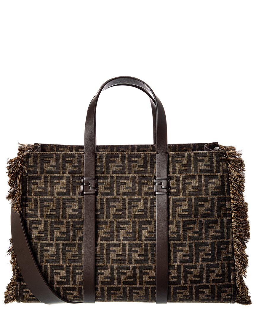 Fendi Summer Ff Jacquard & Leather Tote Rovelle Bags