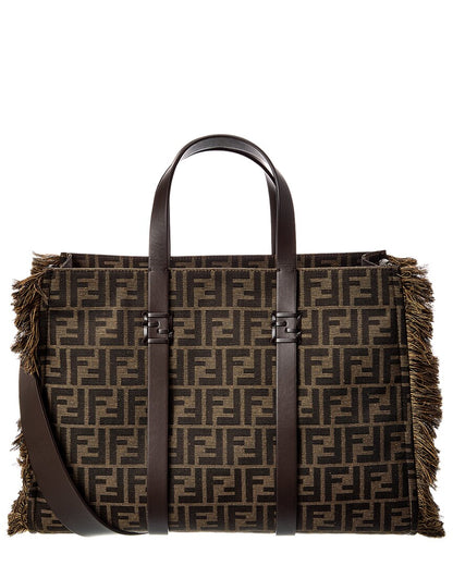 Fendi Summer Ff Jacquard & Leather Tote Rovelle Bags